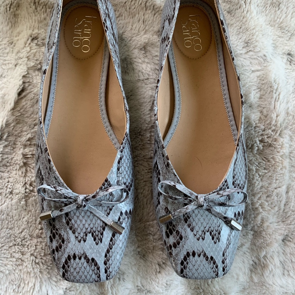 Franco Sarto light blue snakeskin flats